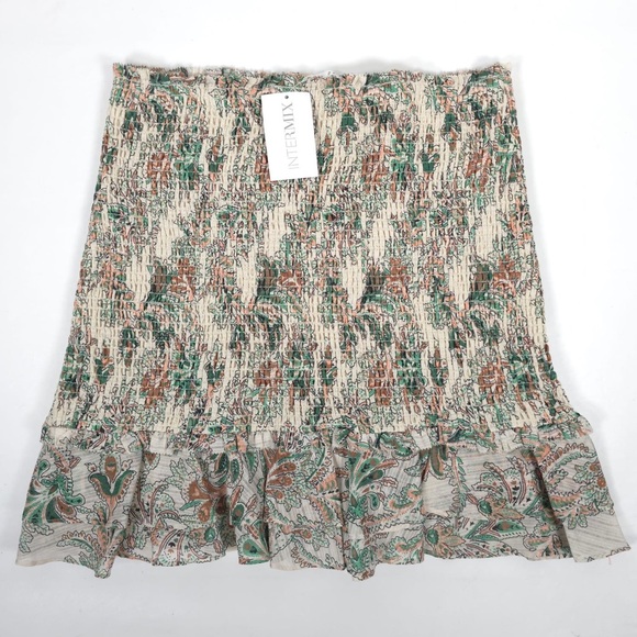 NWT VERONICA BEARD Multi Melodie Smocked Mini Skirt Stone Floral Size 6 - Picture 5 of 15